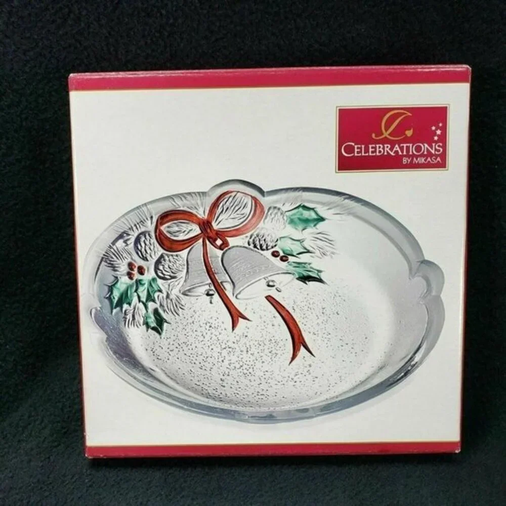 Mikasa Sweet Dish Holiday Bells Collection‎ Snack Treats Plate Serving Christmas